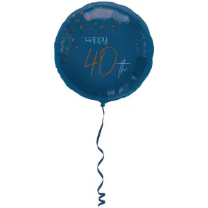 Balon Folie Rotund Happy 40th Elegant Navy 45cm